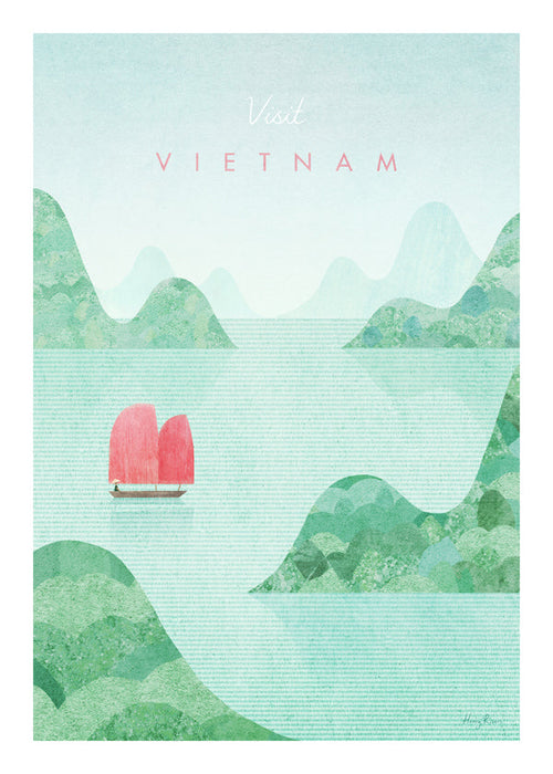 Obraz města Vietnam s růžovým plachtou