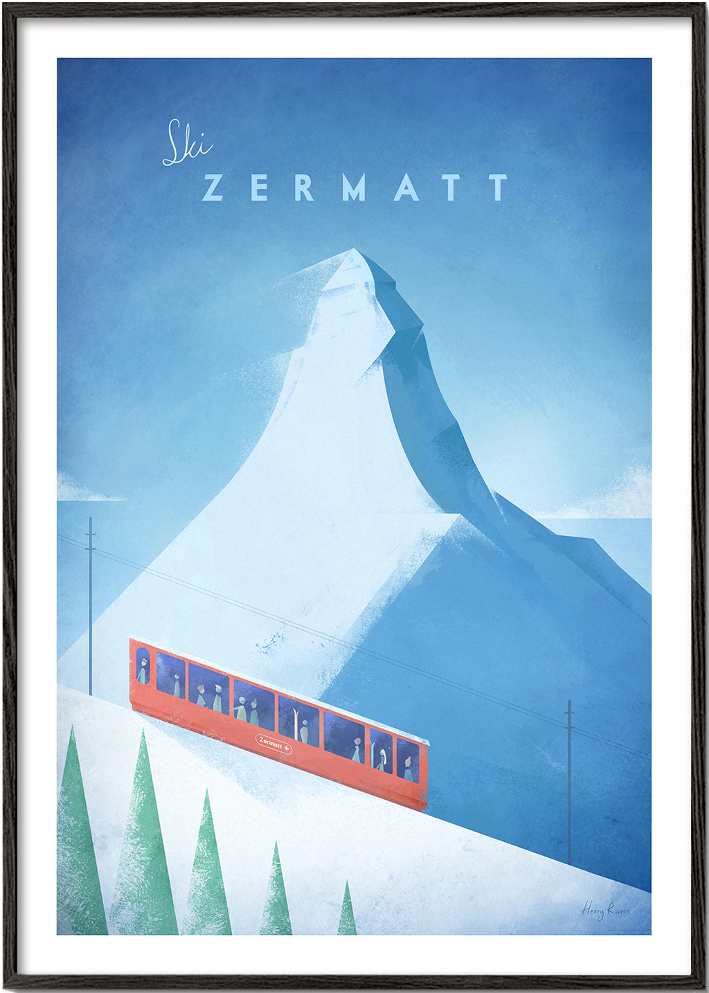 Krajinářské umění: plakát Zermatt s červeným vlakem