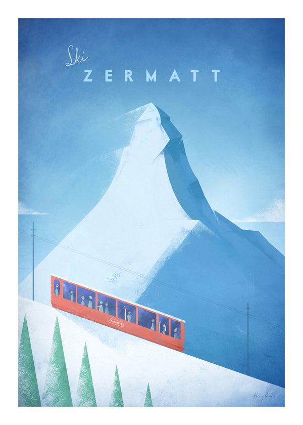 Krajinářské umění: plakát Zermatt s červeným vlakem