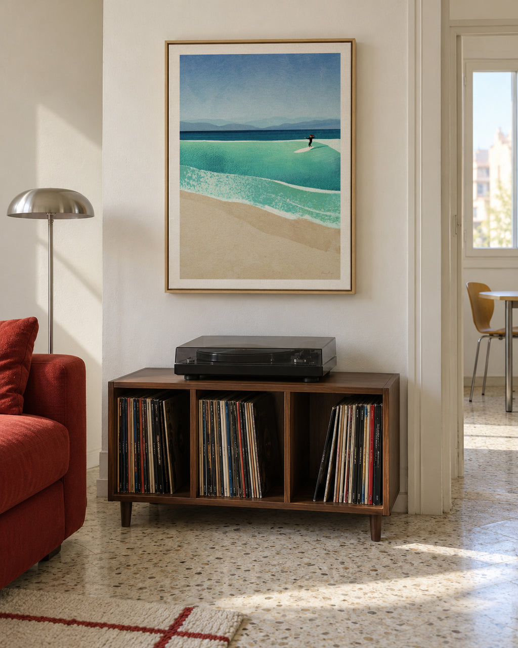 Surfing the perfect wave - Framed canvas in an interior