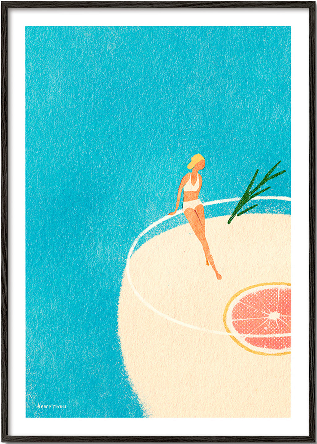 Obraz do kuchyně Gin Tonic ilustrace s postavou – Black Frame