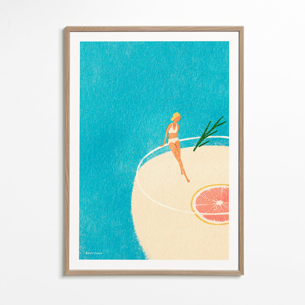 Obraz do kuchyně Gin Tonic ilustrace s postavou – Oak Frame