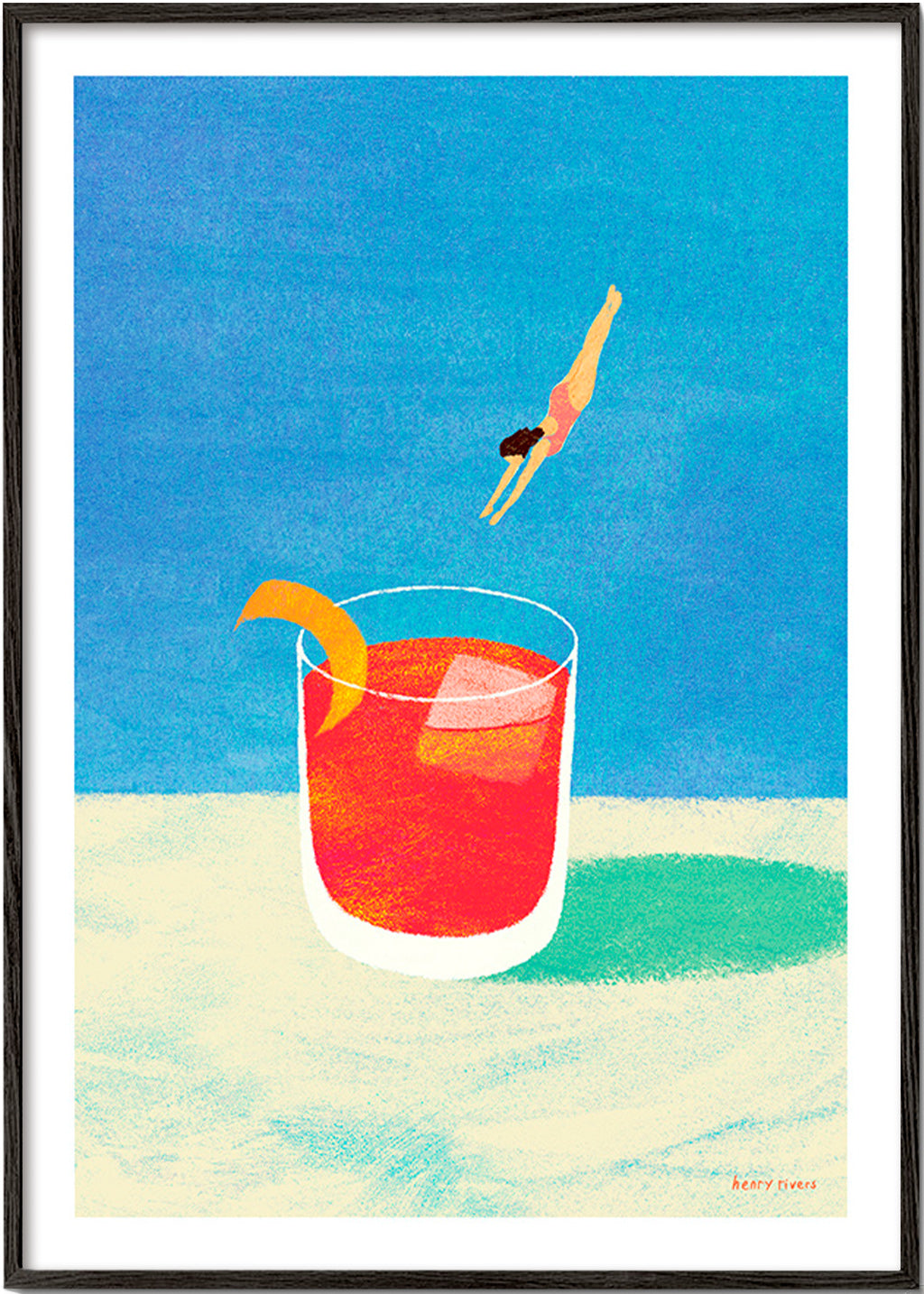 Obraz do kuchyně Negroni s potápěčkou – Black Frame
