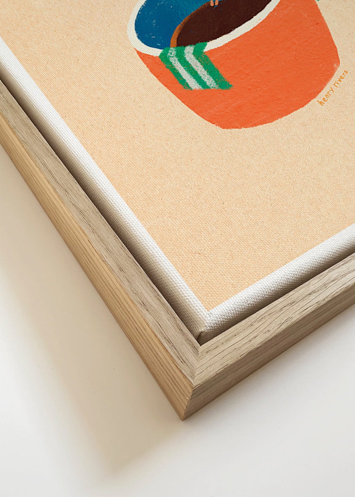 Obraz do kuchyně s ilustrovaným šálkem kávy a postavou – Canvas detail