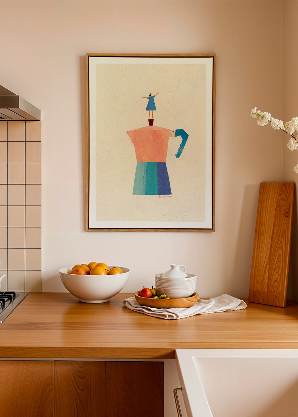 Obraz do kuchyně s mokou a hravou siluetou – Canvas2