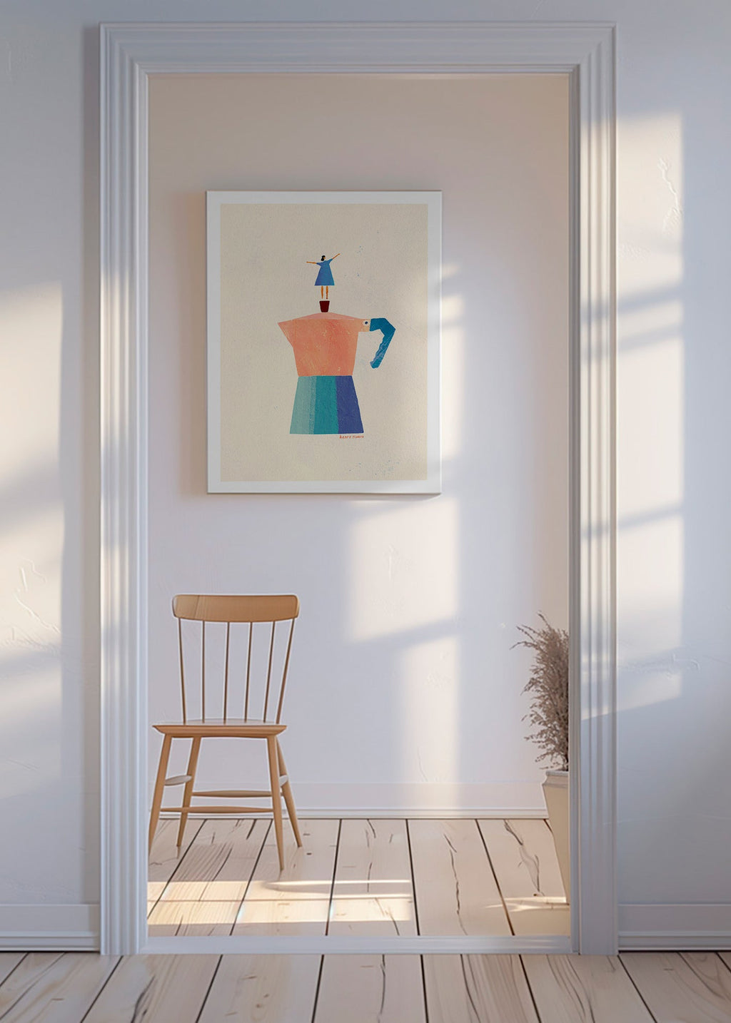 Obraz do kuchyně s mokou a hravou siluetou – Canvas