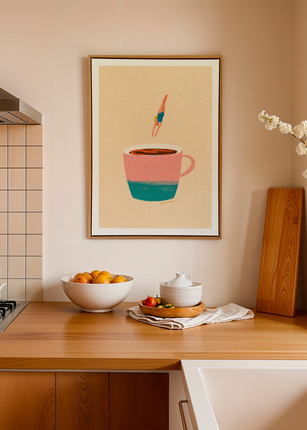 Obraz do kuchyně s růžovým hrnkem a potápěčkou – Canvas2