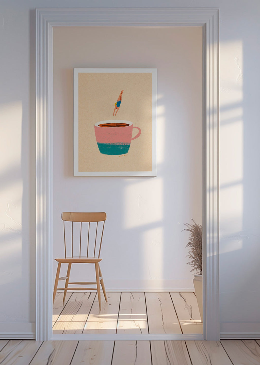 Obraz do kuchyně s růžovým hrnkem a potápěčkou – Canvas