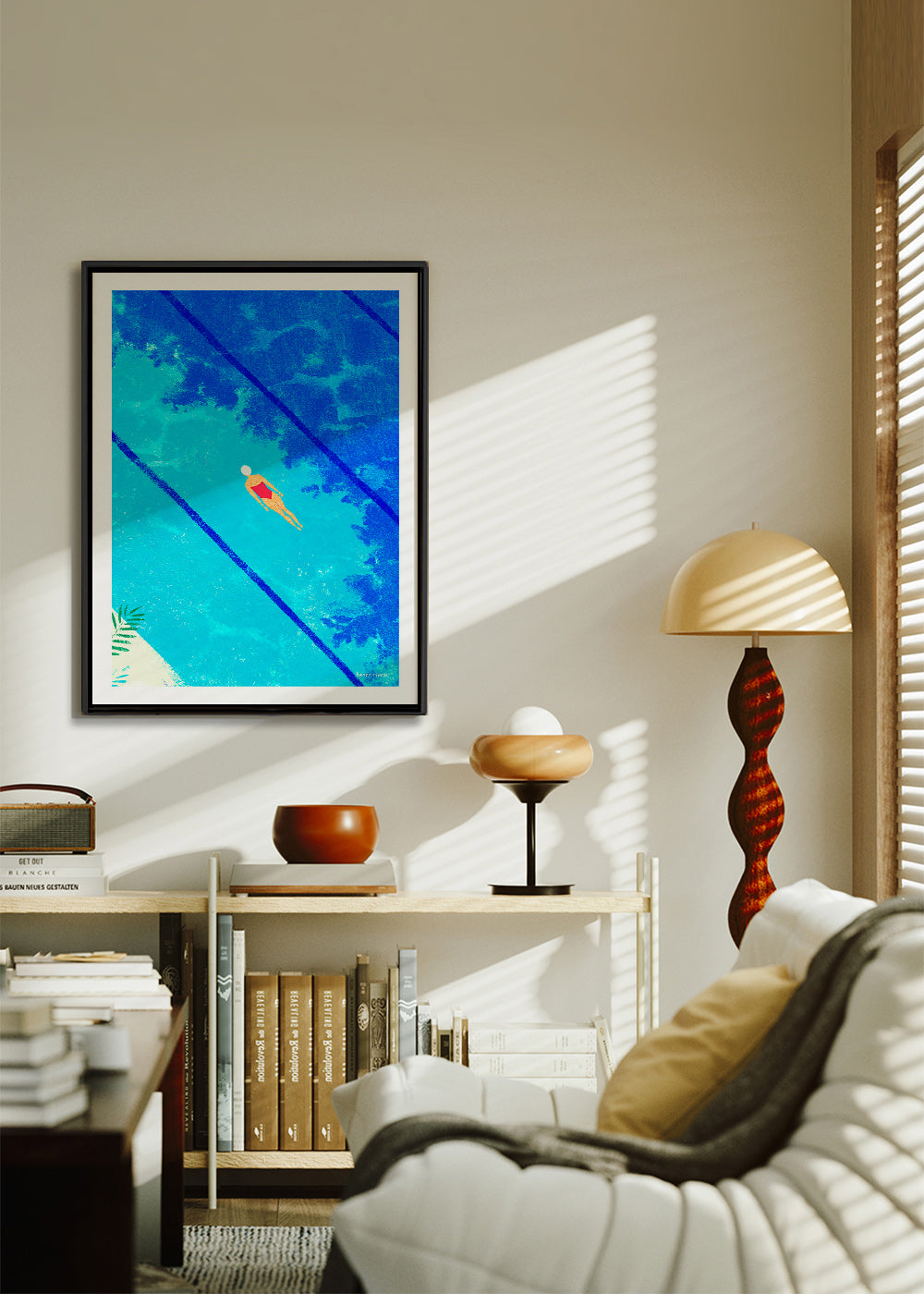 Ilustrace plavkyně v bazénu – Canvas1