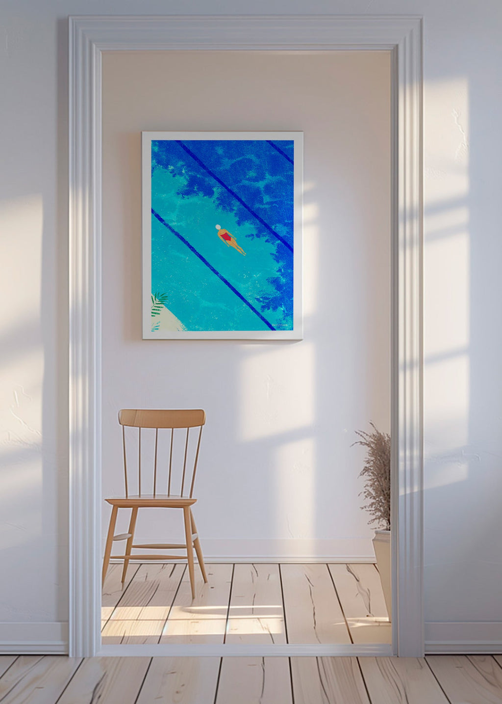 Ilustrace plavkyně v bazénu – Canvas