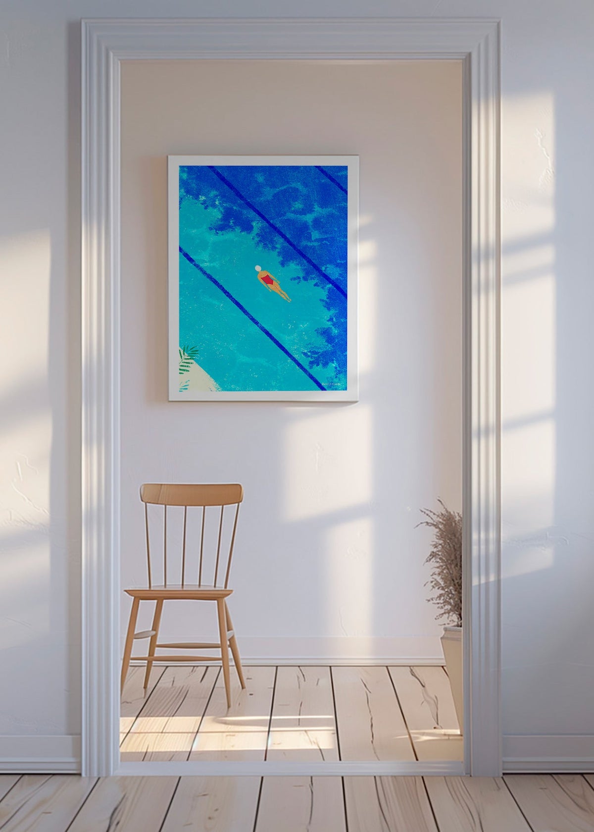 Ilustrace plavkyně v bazénu – Canvas
