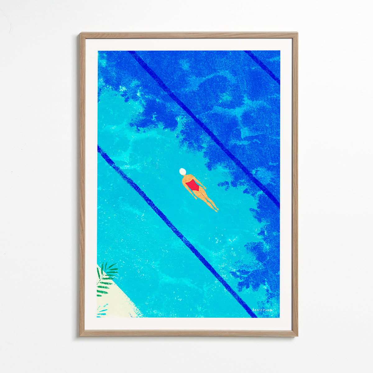 Ilustrace plavkyně v bazénu – Oak Frame