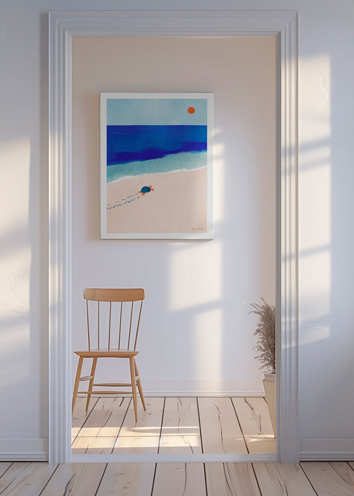 Ilustrace želvy na pláži – Canvas