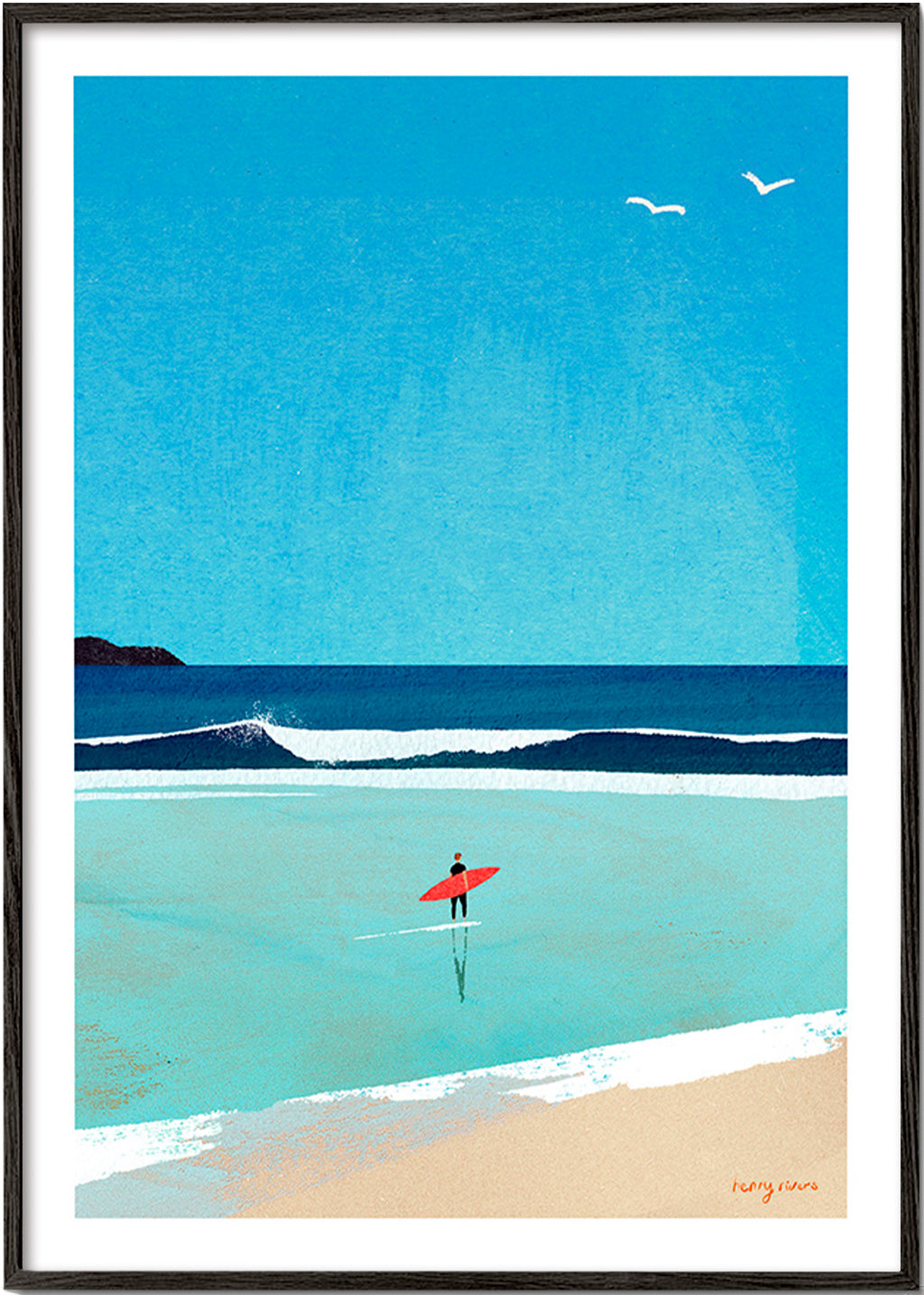 Sportovní umění: surfař na pobřeží – Black Frame