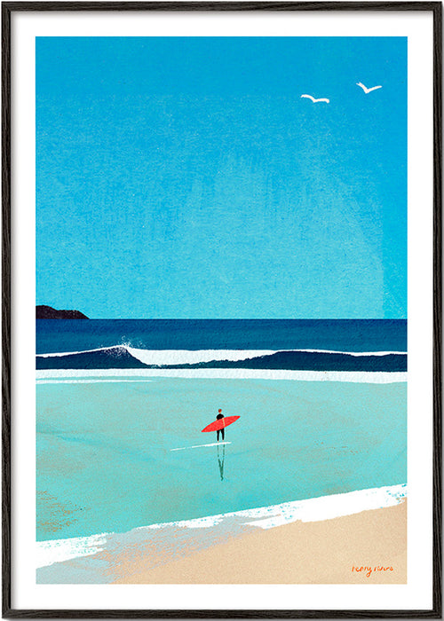 Sportovní umění: surfař na pobřeží – Black Frame