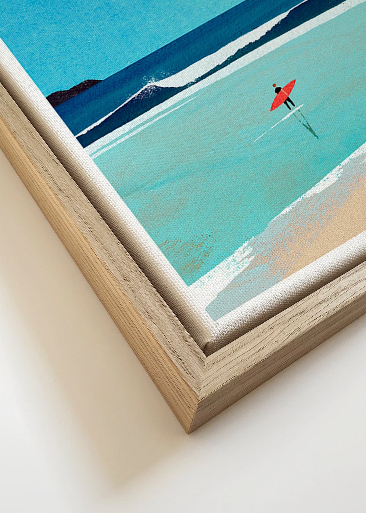 Sportovní umění: surfař na pobřeží – Canvas detail