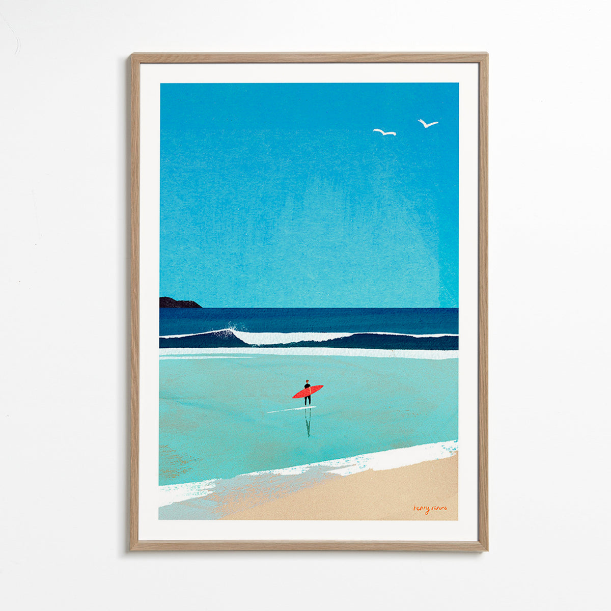Sportovní umění: surfař na pobřeží – Oak Frame