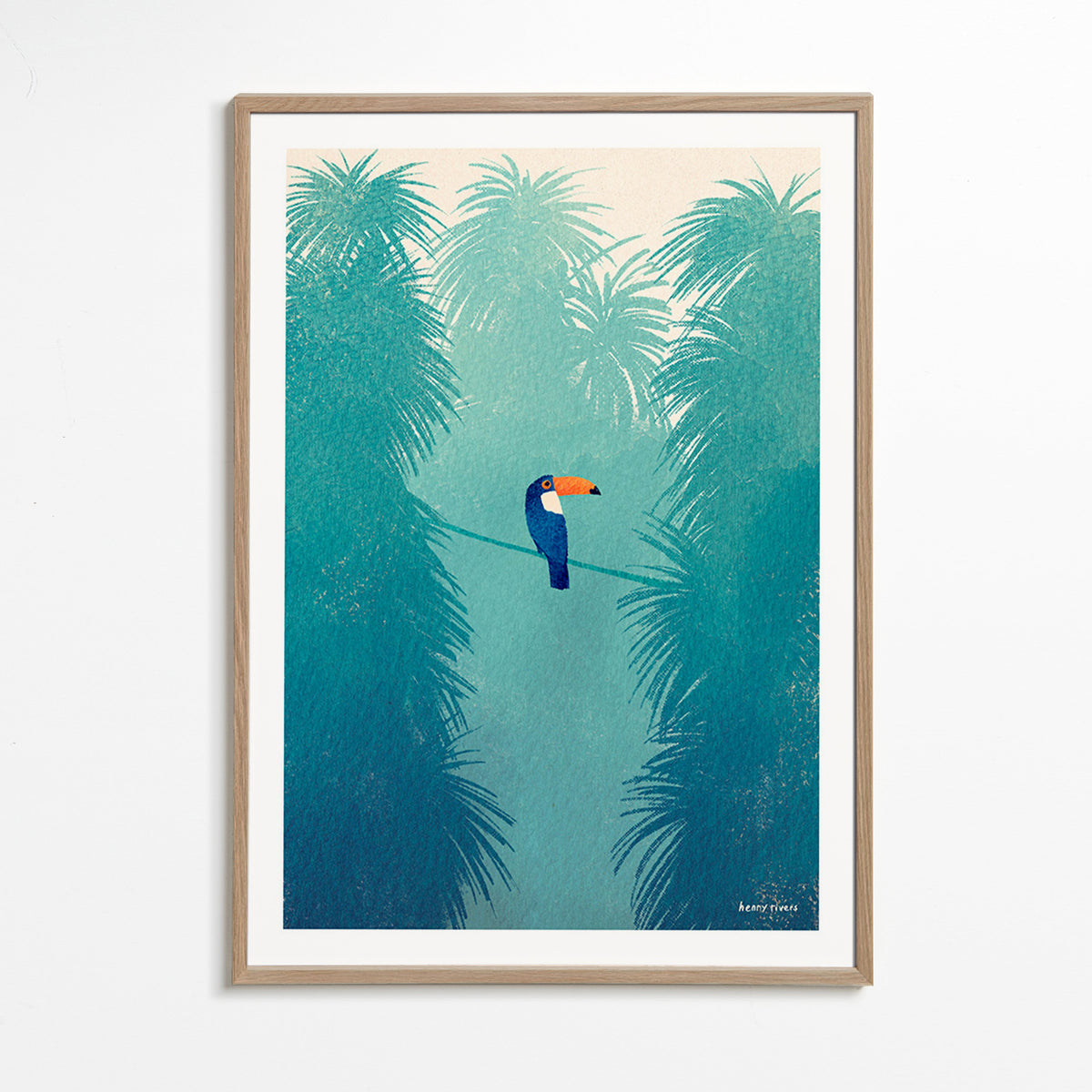 Tukan na tropické větvi obraz – Oak Frame
