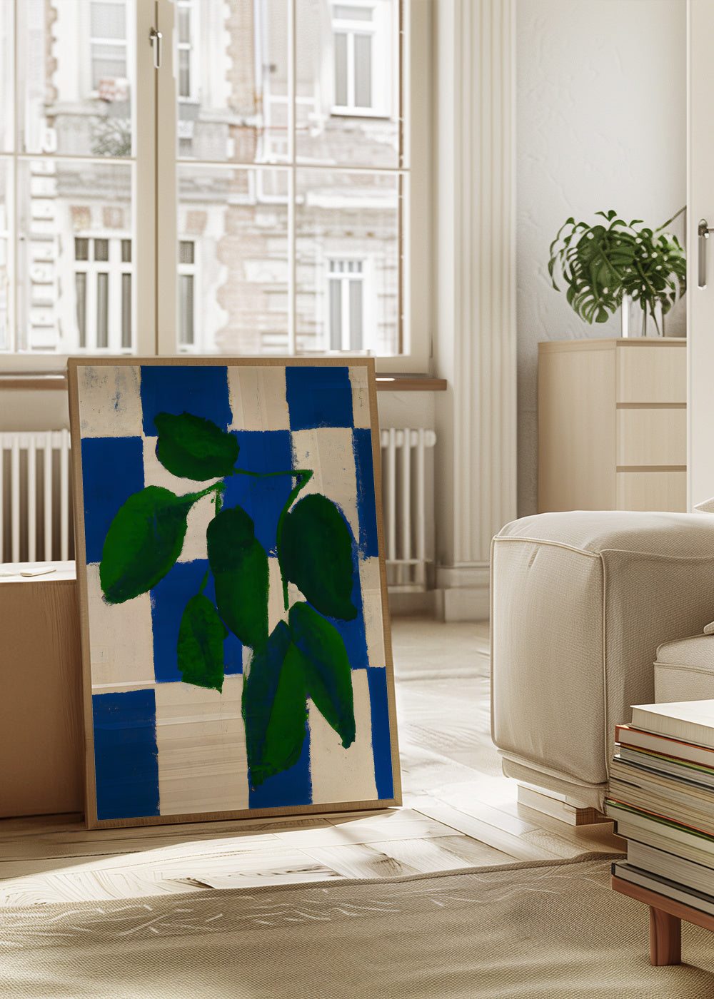 Checkered greenery - Framed poster in an interior