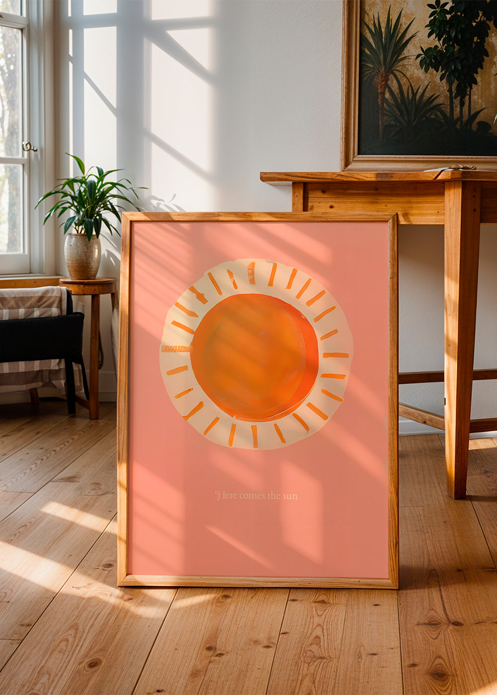 Ilustrace slunce minimalistická růžová