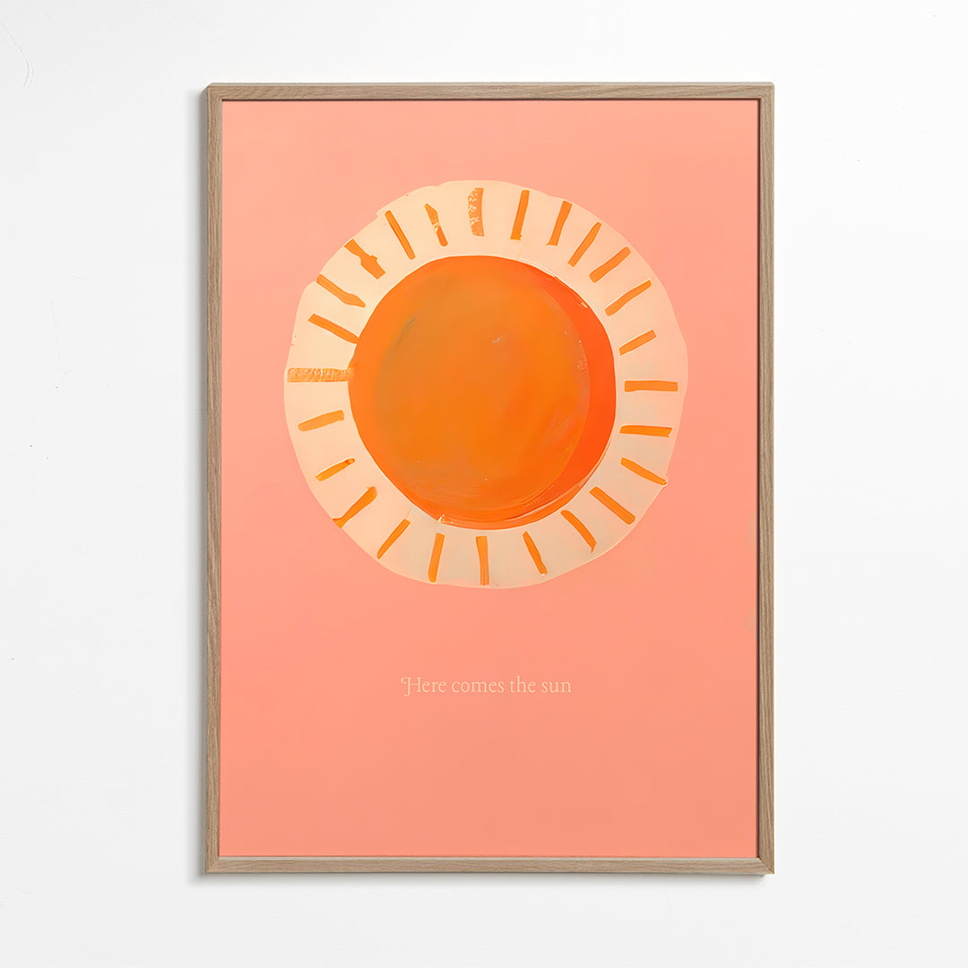 Ilustrace slunce minimalistická růžová