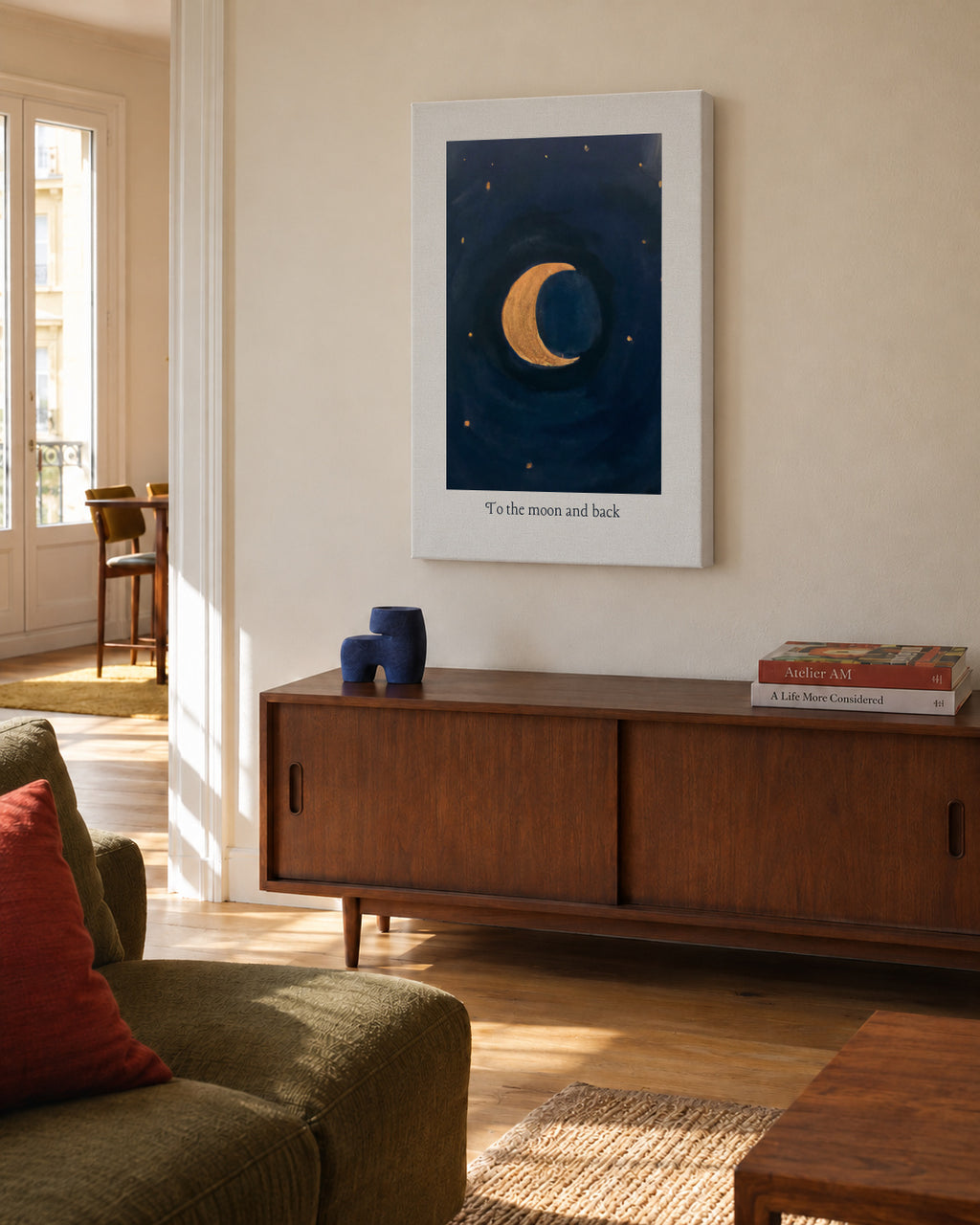 To the moon and back - Unframed canvas in an interior