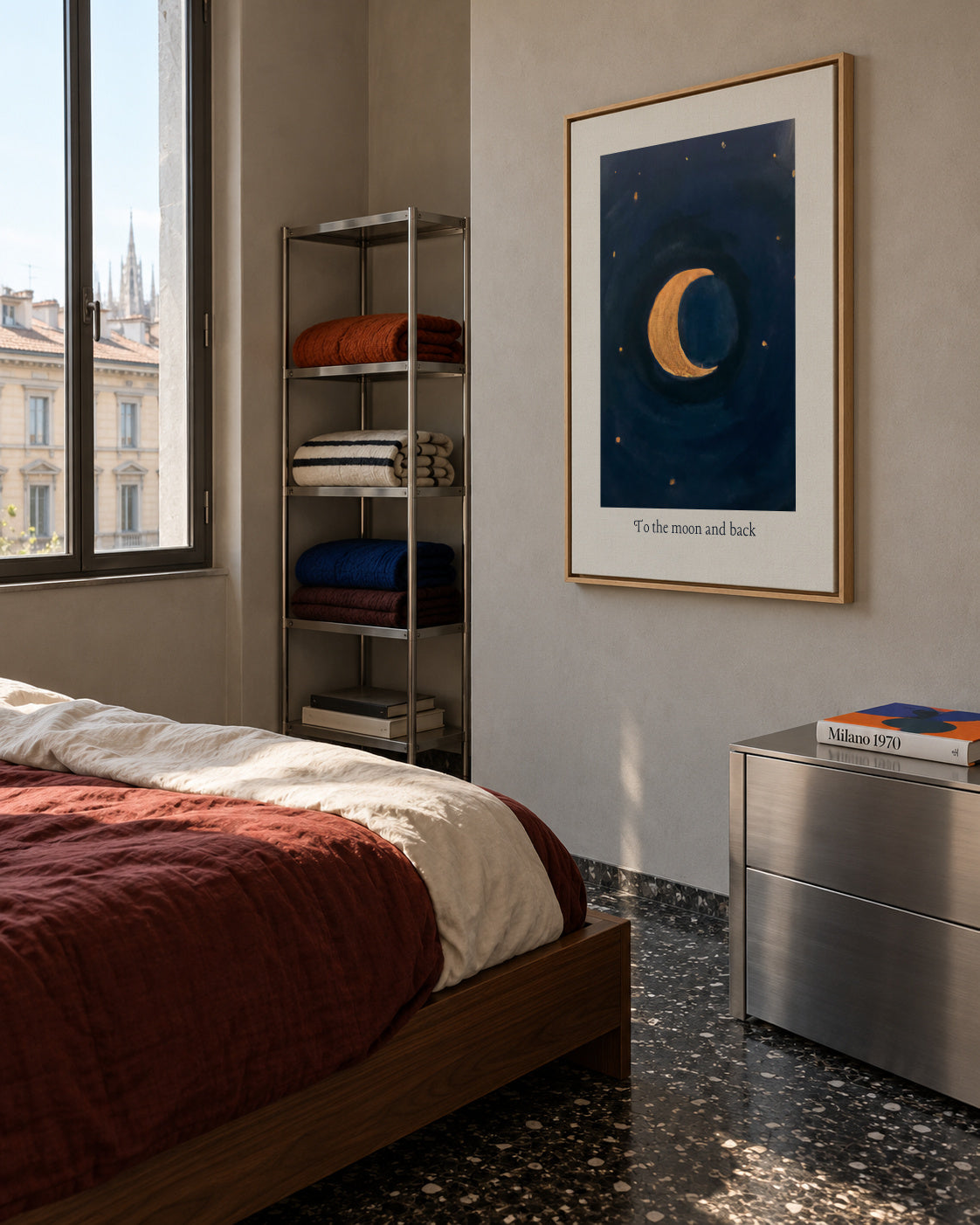 To the moon and back - Framed canvas in an interior