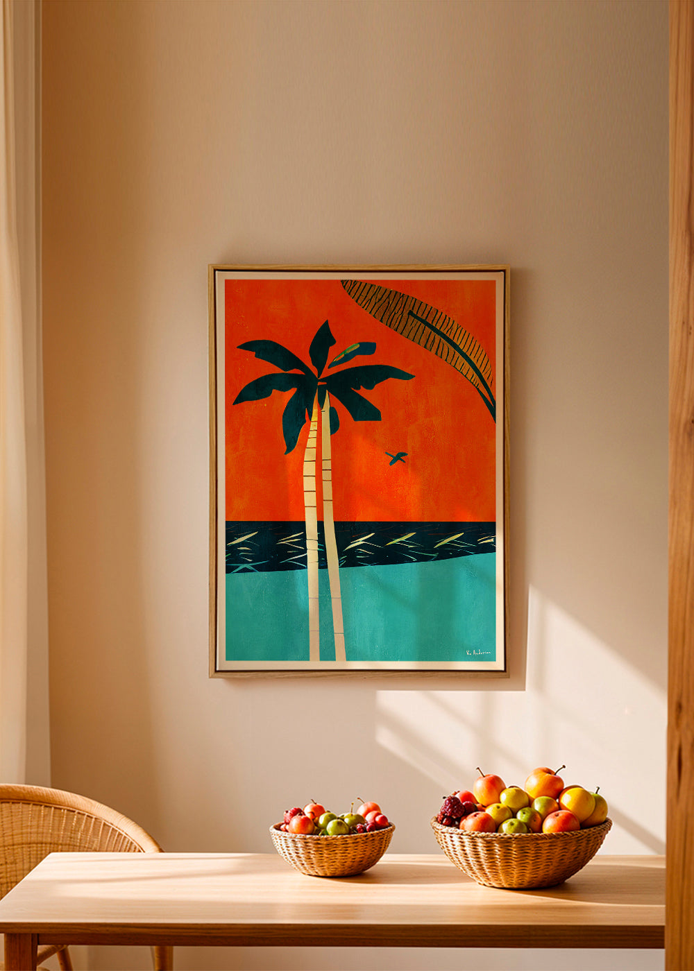 Tropický krajinný obraz s palmami