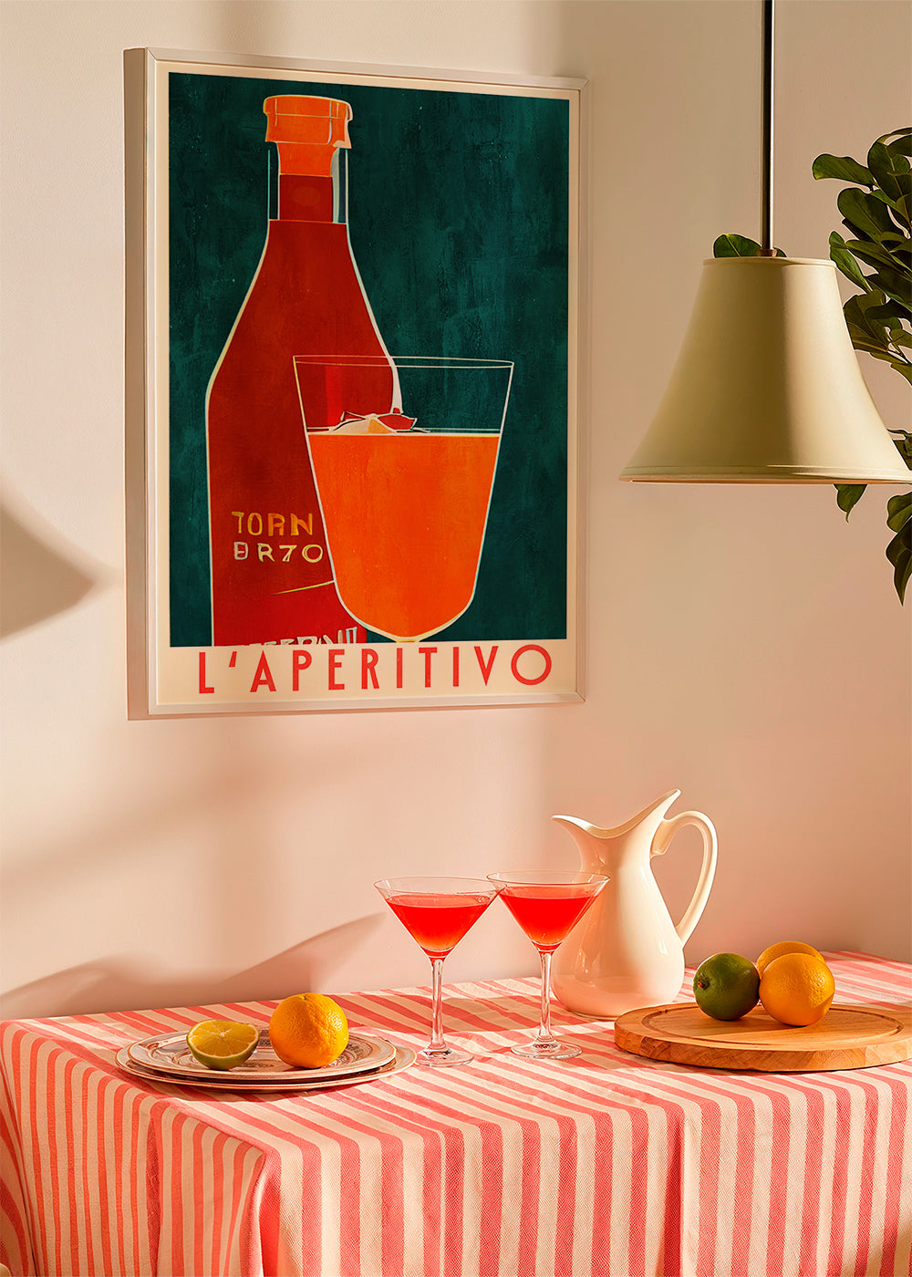 Obraz do kuchyně L'Aperitivo s lahví a oranžovým pohárem