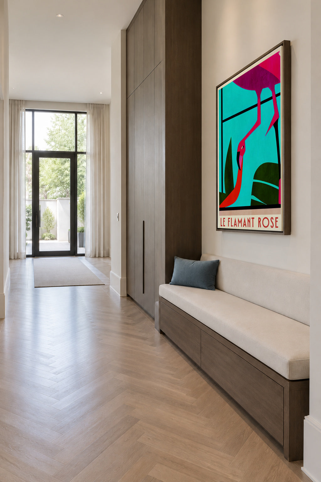 Le Flamant Rose? - Framed canvas in an interior