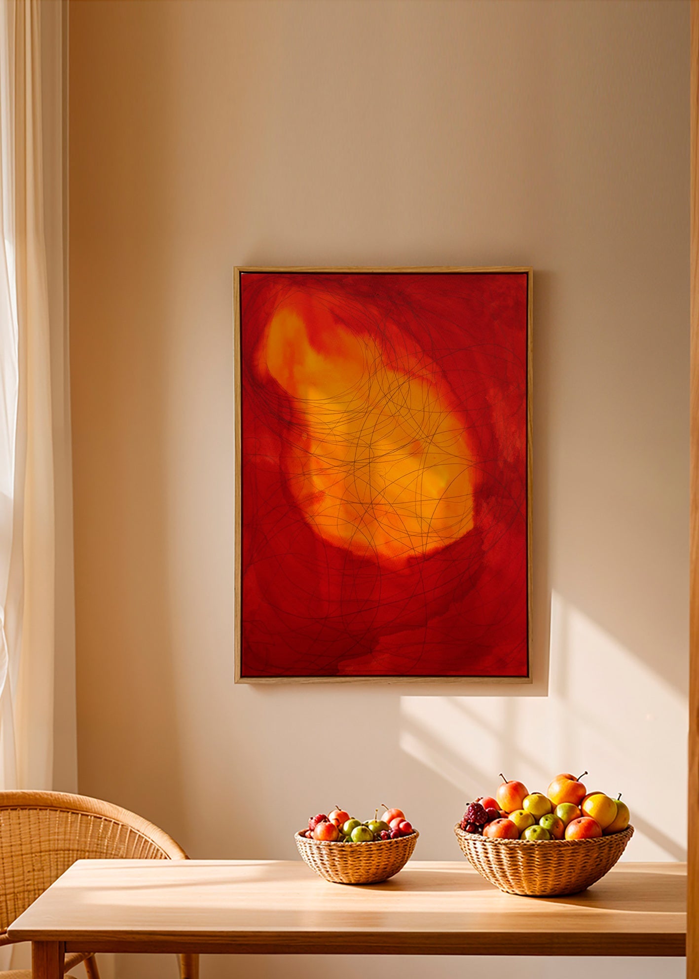 Abstraktní obraz červená a žlutá – Canvas2