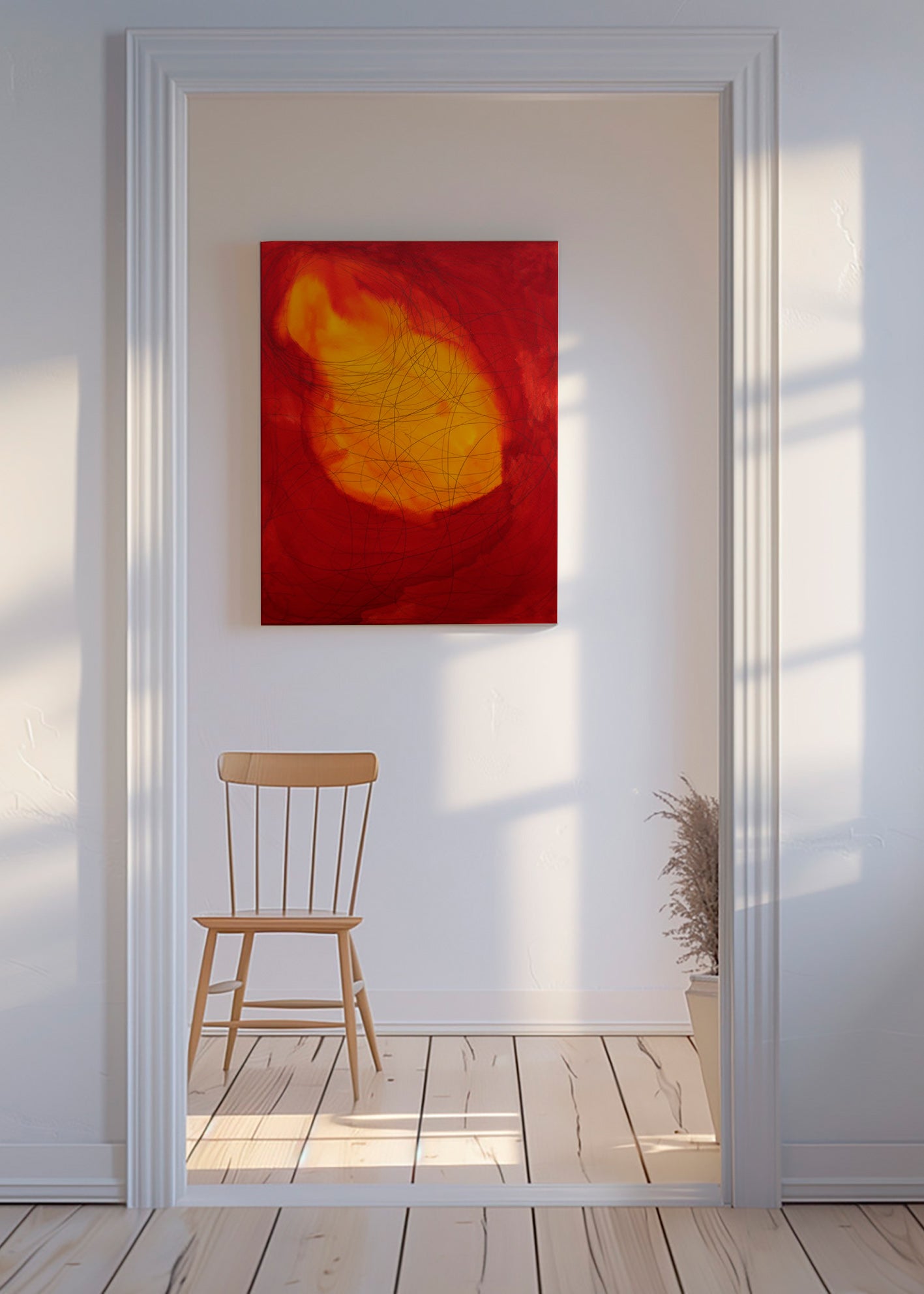 Abstraktní obraz červená a žlutá – Canvas