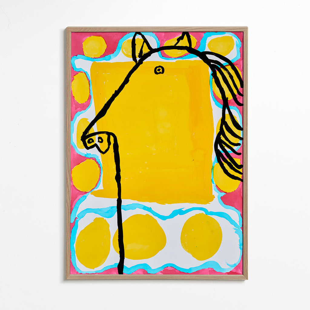 Ilustrace kůň pop na žlutém pozadí