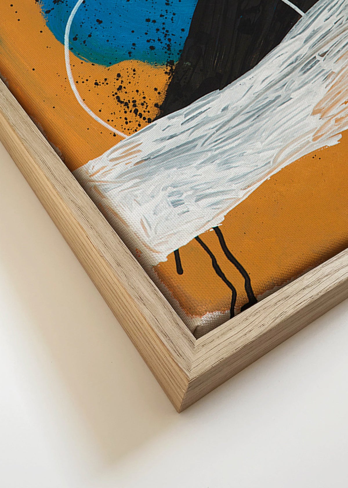 Abstraktní obraz oblouk pobřeží v okru a modři – Canvas detail