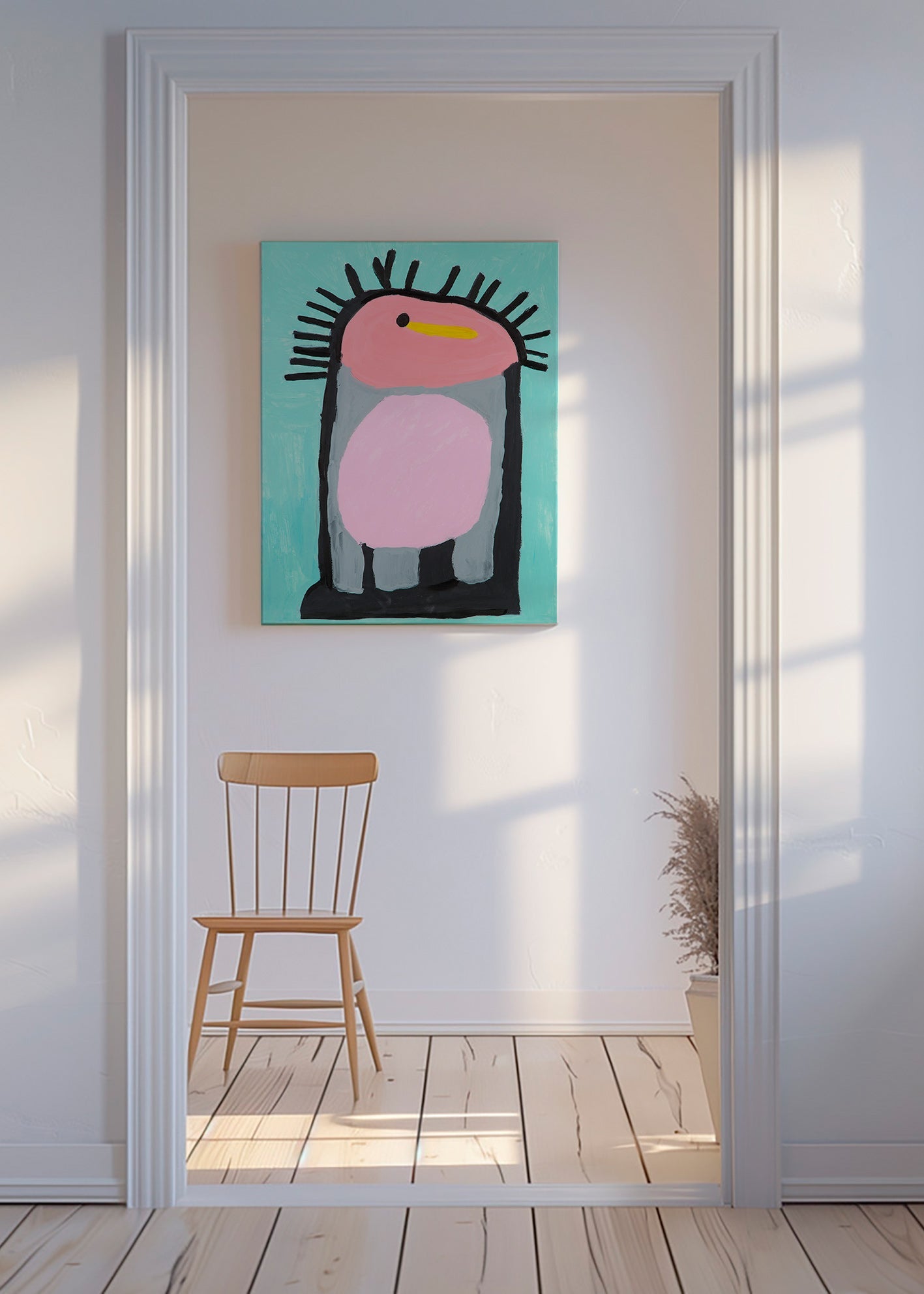 Dětský plakát růžový tučňák roztomilý – Canvas
