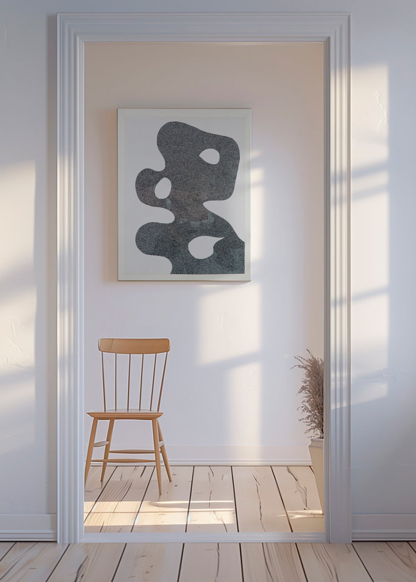 Abstrakt tečkovaný s velkou siluetou – Canvas