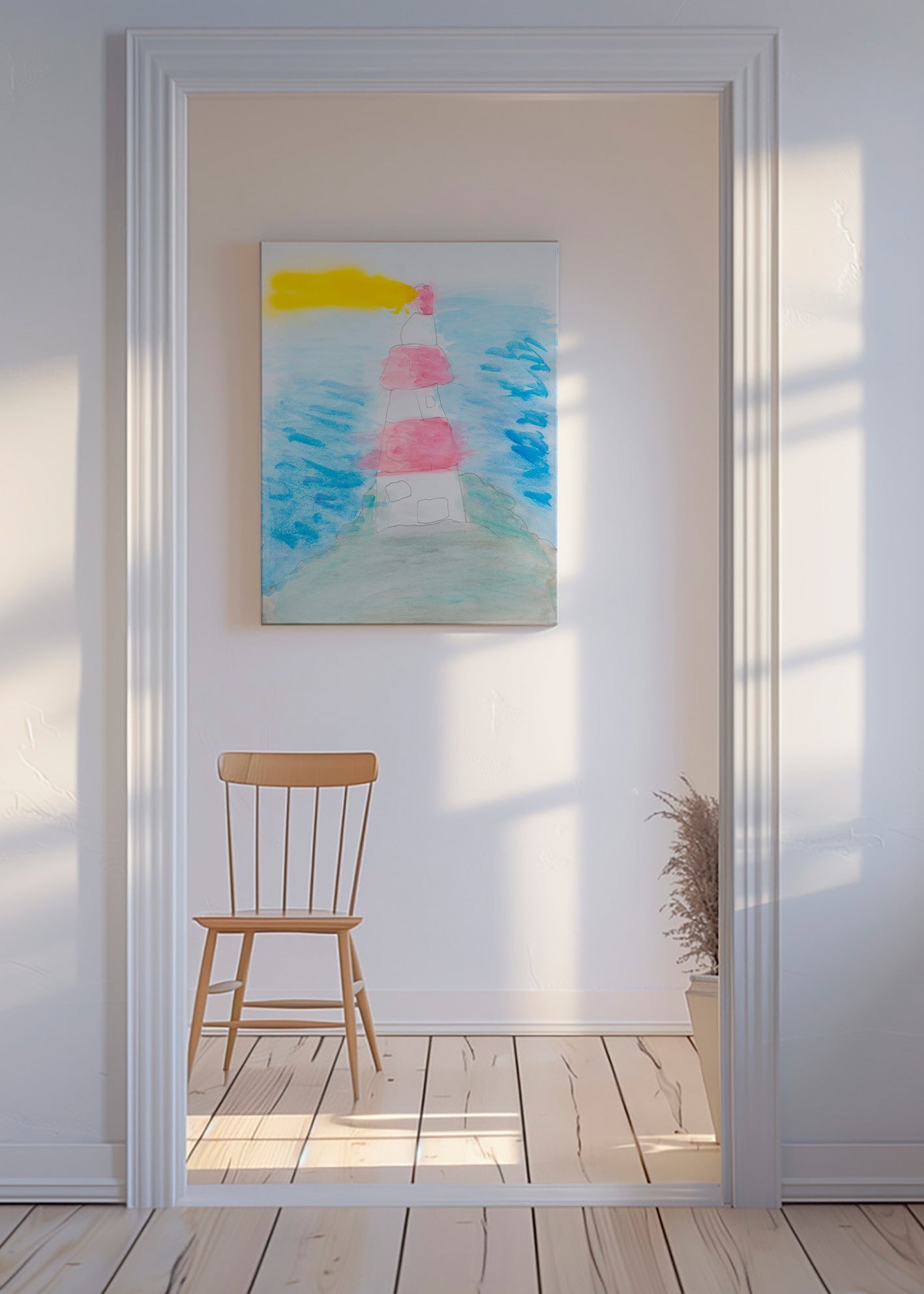Krajinářské umění: maják v akvarelu – Canvas