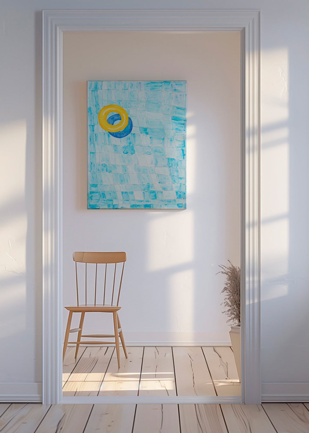 Minimalistický obraz se žlutým kruhem – Canvas