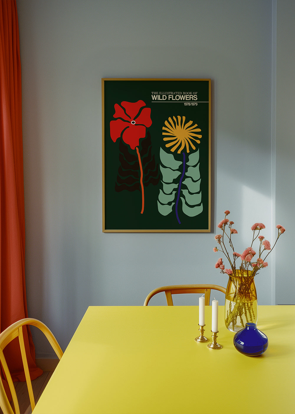 Botanický plakát: retro ilustrace květin