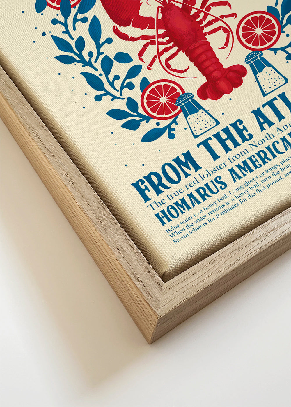 Obraz do kuchyně s humrem a vintage typografií