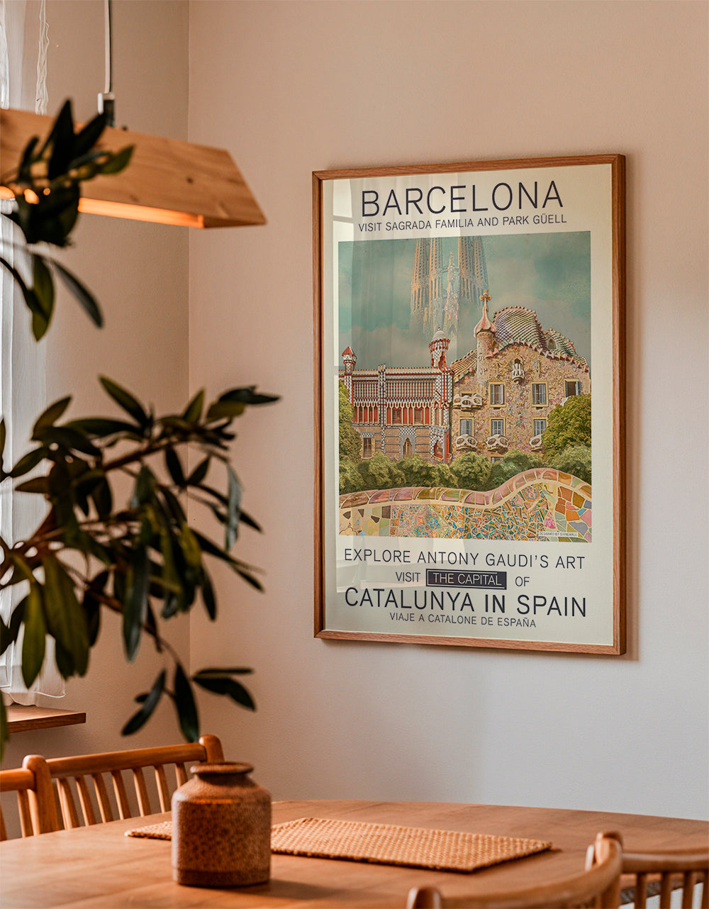 Plakát Barcelona ve stylu Gaudí