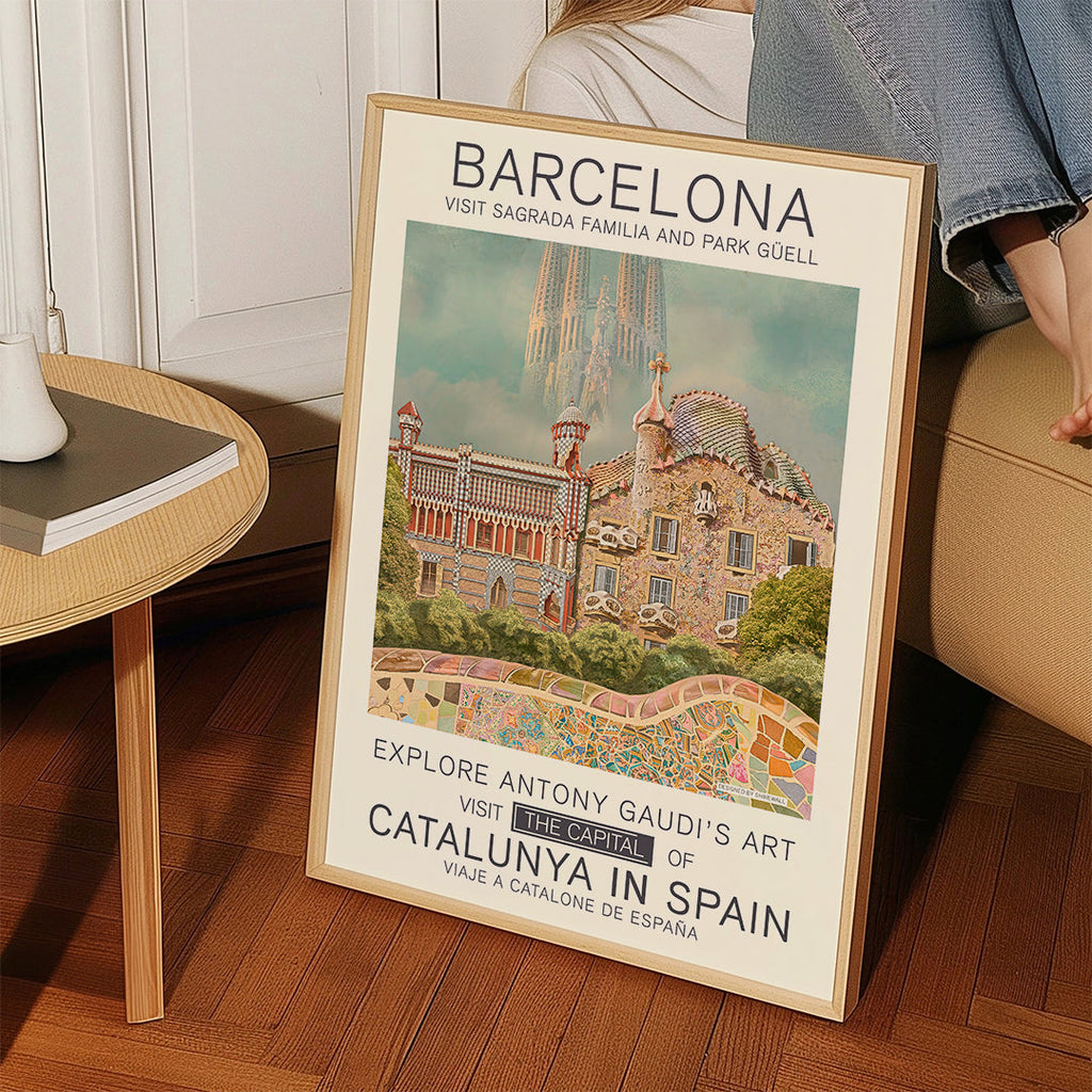 Plakát Barcelona ve stylu Gaudí