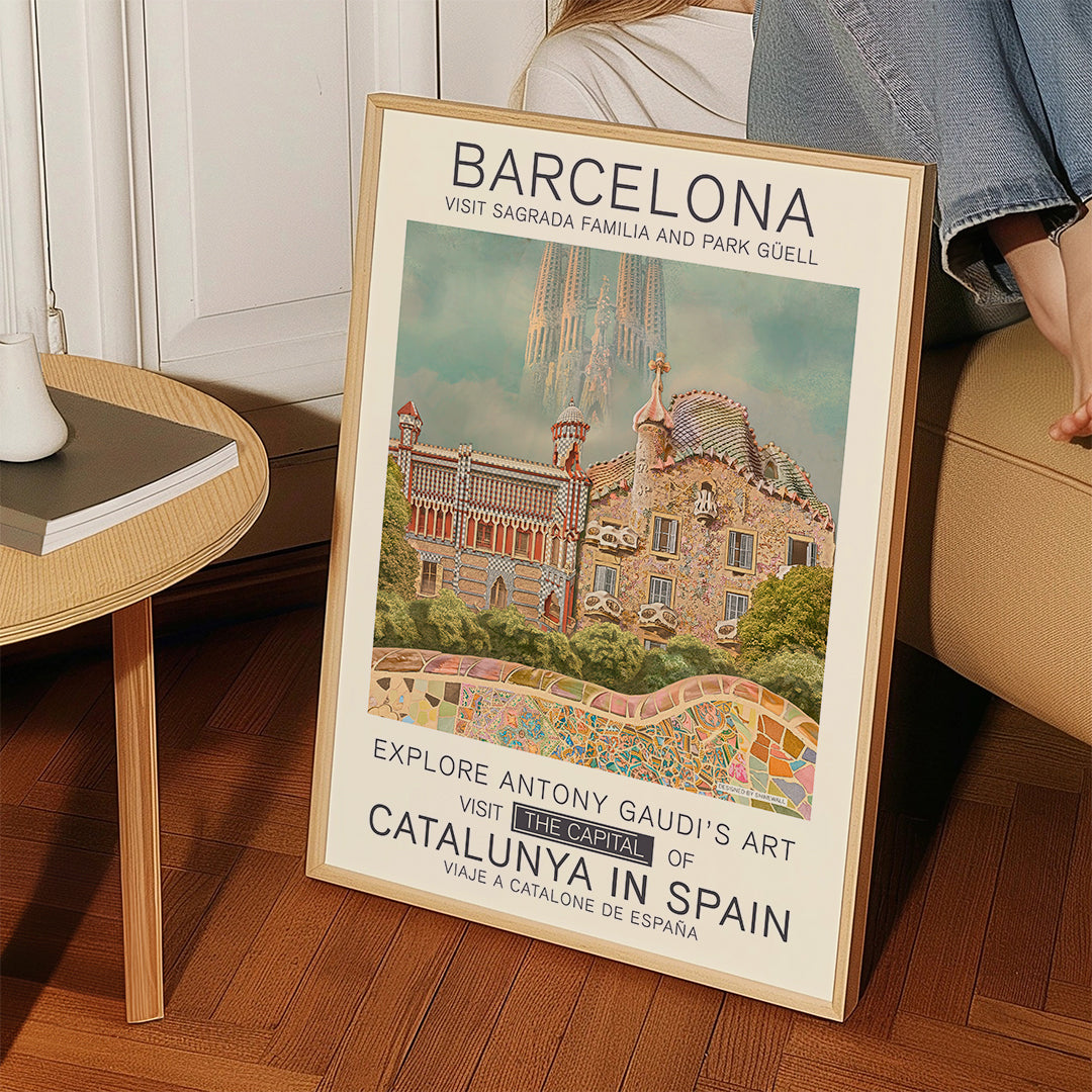 Plakát Barcelona ve stylu Gaudí