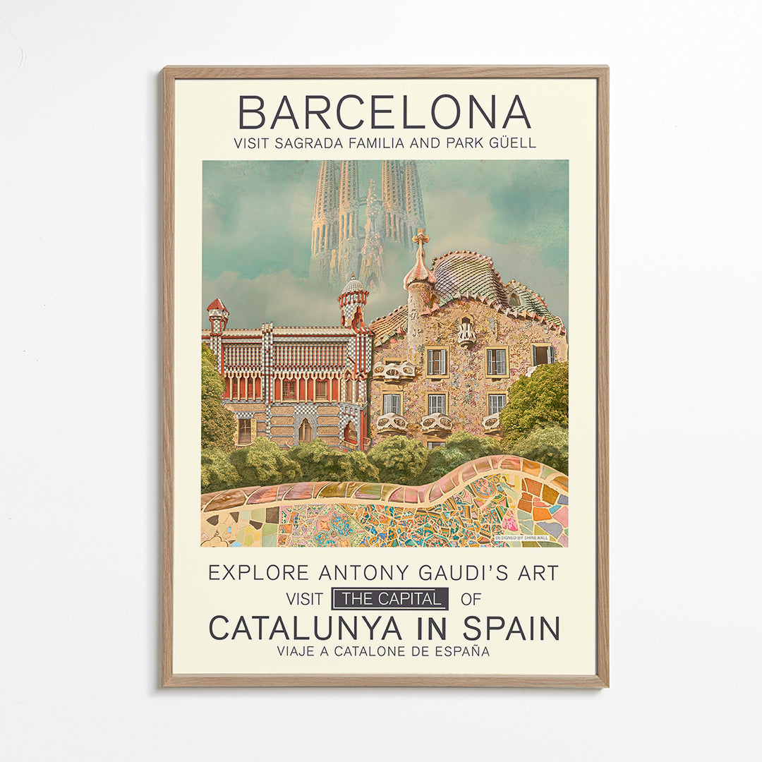Plakát Barcelona ve stylu Gaudí