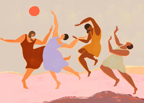Ilustrace tanečníci v barevné kompozici