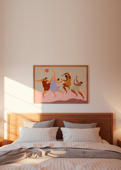 Ilustrace tanečníci v barevné kompozici