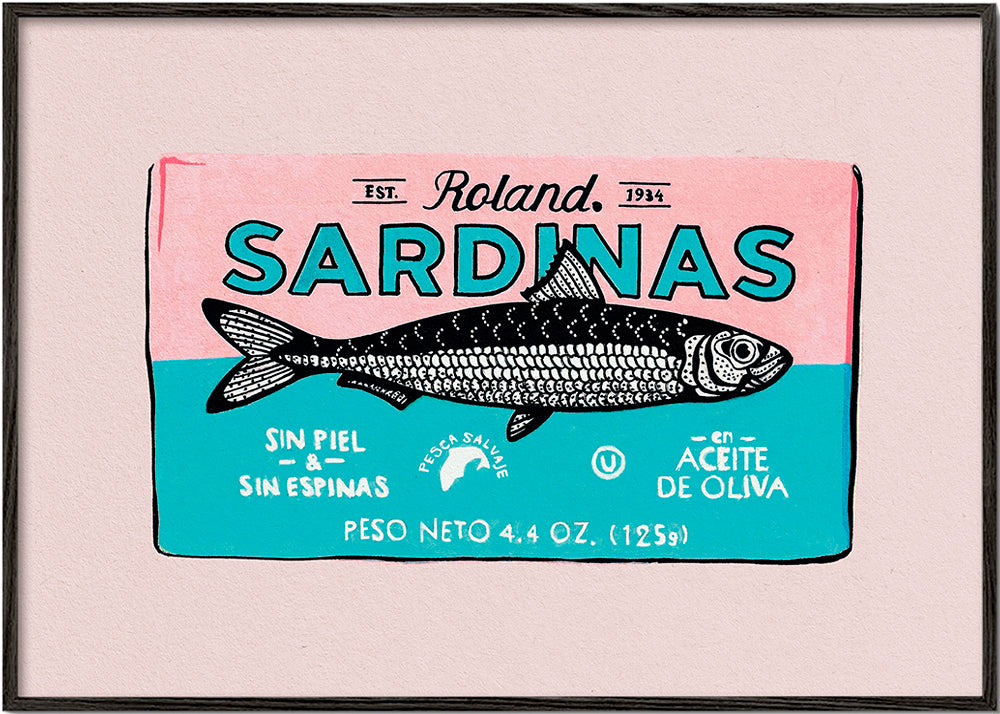 Obraz do kuchyně Sardinky retro etiketa