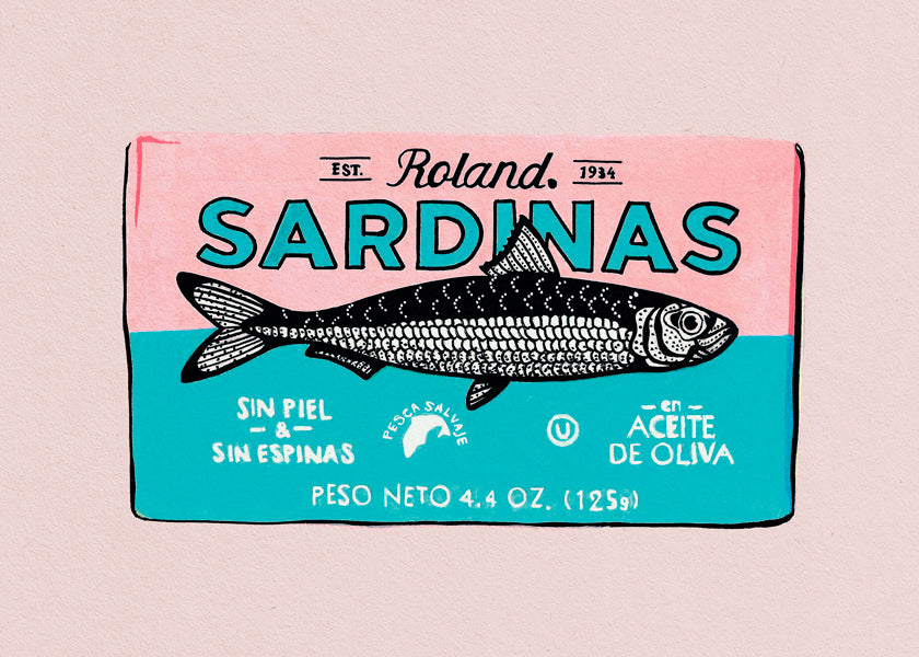 Obraz do kuchyně Sardinky retro etiketa