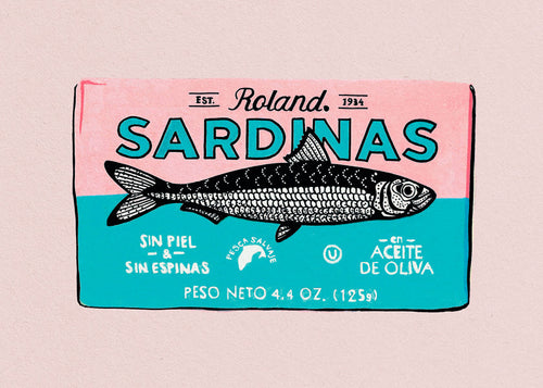 Obraz do kuchyně Sardinky retro etiketa