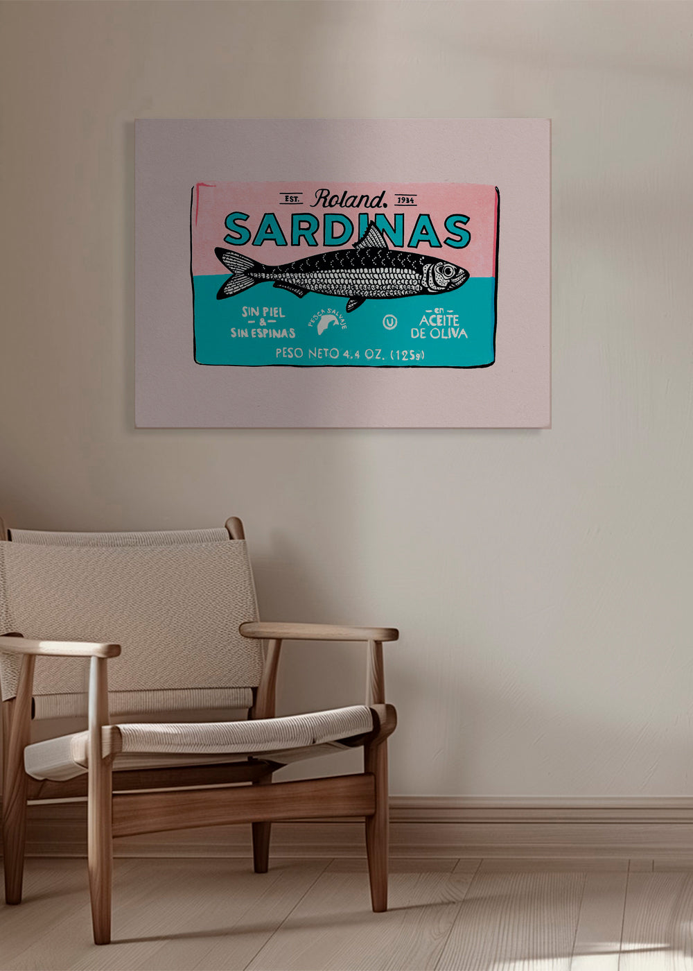 Obraz do kuchyně Sardinky retro etiketa